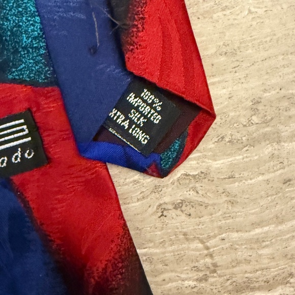 Zylos George Machado Silk Tie Print Abstract Multi-Colored Extra Long 63" Tie - Picture 3 of 8